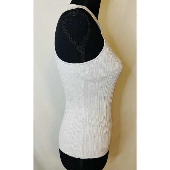 MADEWELL The Signature Shimmer Knit Cutaway Sweater Tank Silver SMALL NWT - Picture 4 of 9